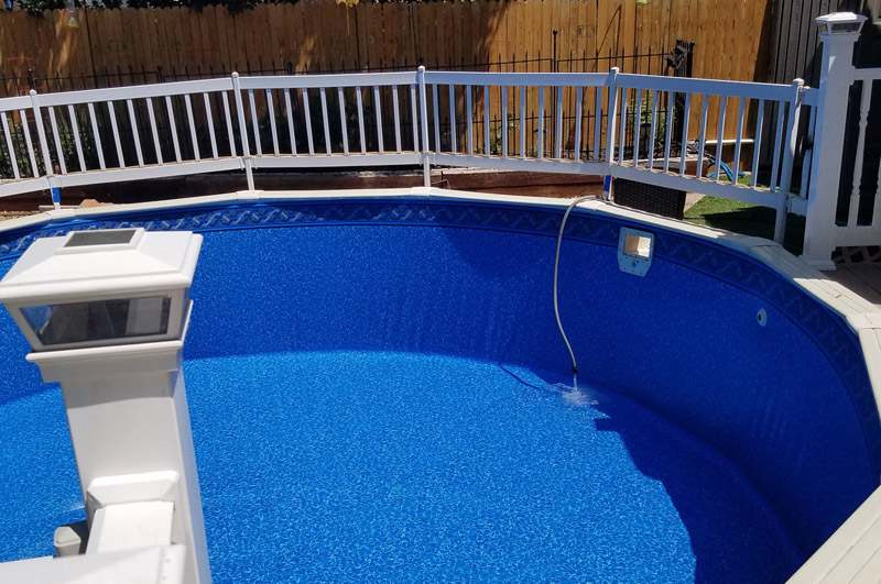 Above ground pool in Denver backyard